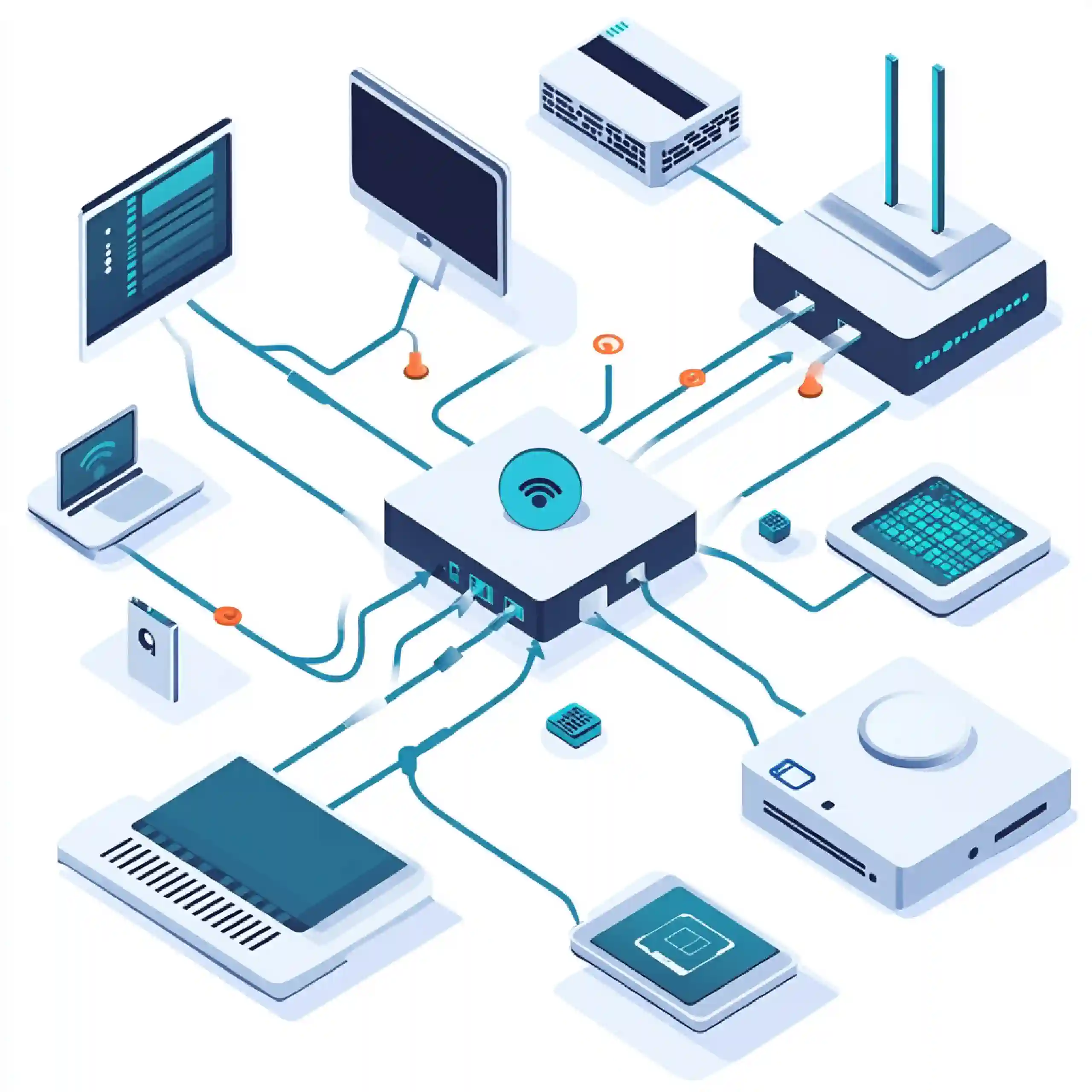 closeup-networking-hardware-such-as-routers-switches-modems