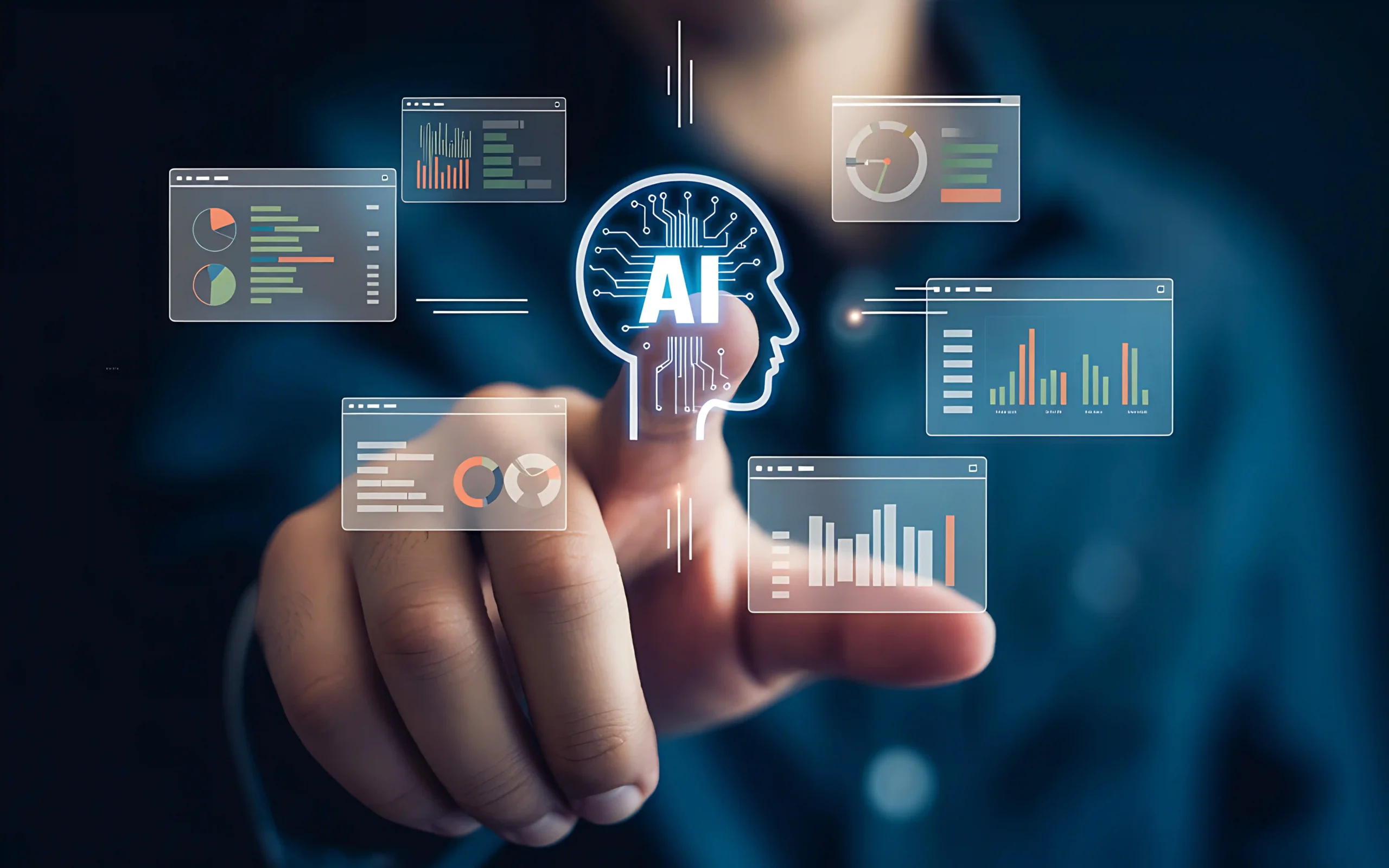 person interacting with ai analytics that predicts equipment issues